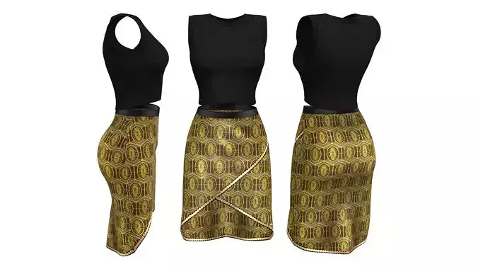 Tulip Skirt And Sleeveless High Round Neck Crop Top Outfit