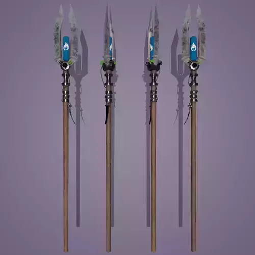 Stylized Melee Weapon Steampunk Spear PBR game ready Low-poly 3D Low-poly 3D model