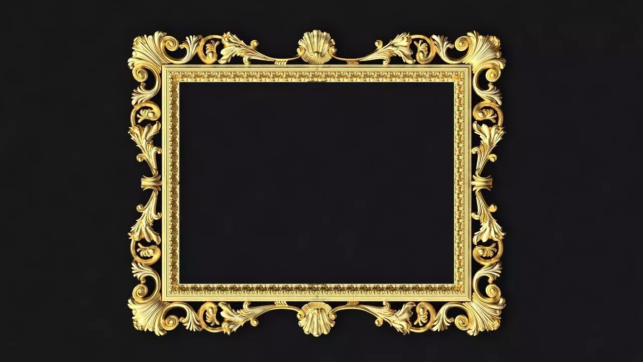 mirror ornate gold frame 3D model_0