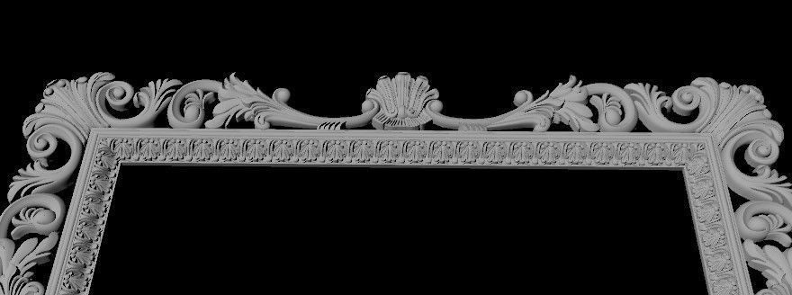mirror ornate gold frame 3D model_1