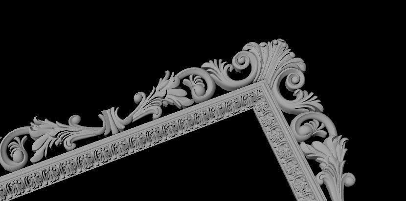 mirror ornate gold frame 3D model_2