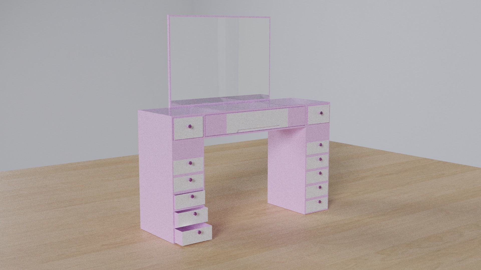Dressing table Low-poly 3D model_1