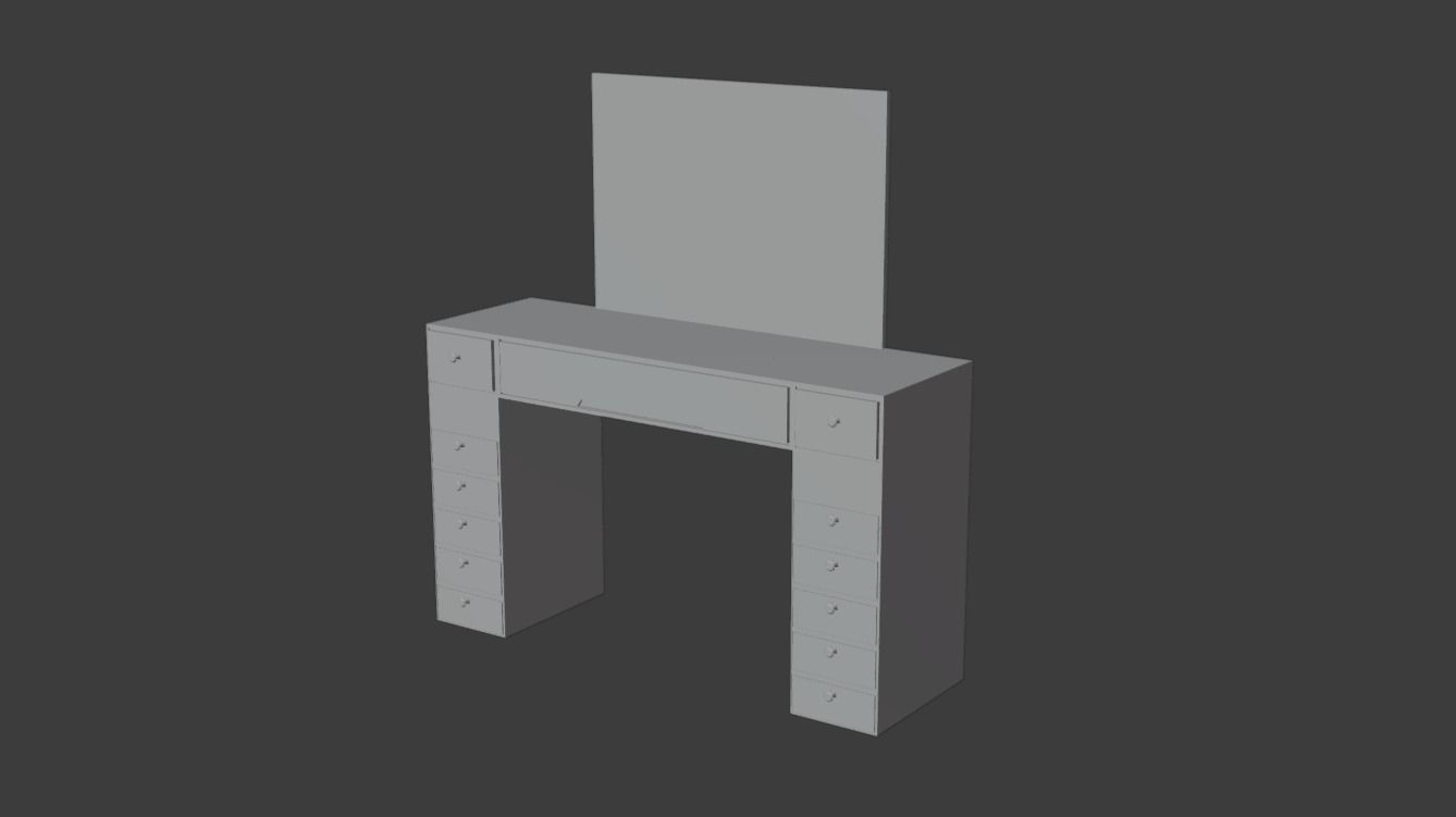 Dressing table Low-poly 3D model_2