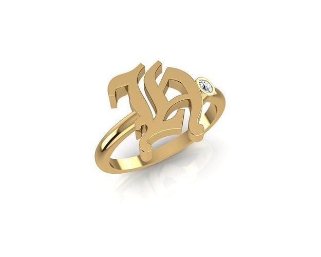 - Old English font ring H 3D print model