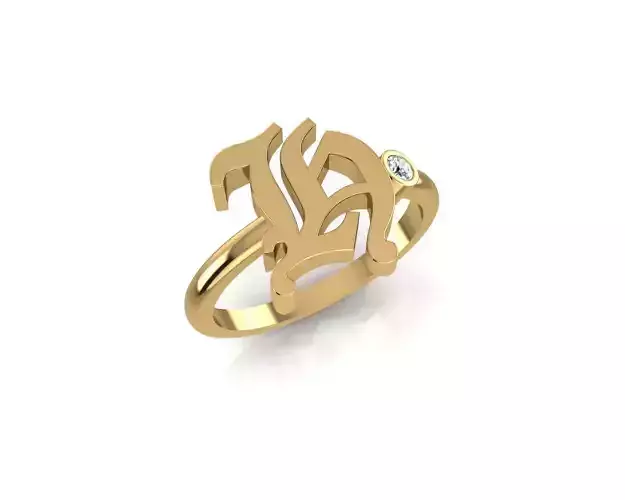- Old English font ring H 3D print model