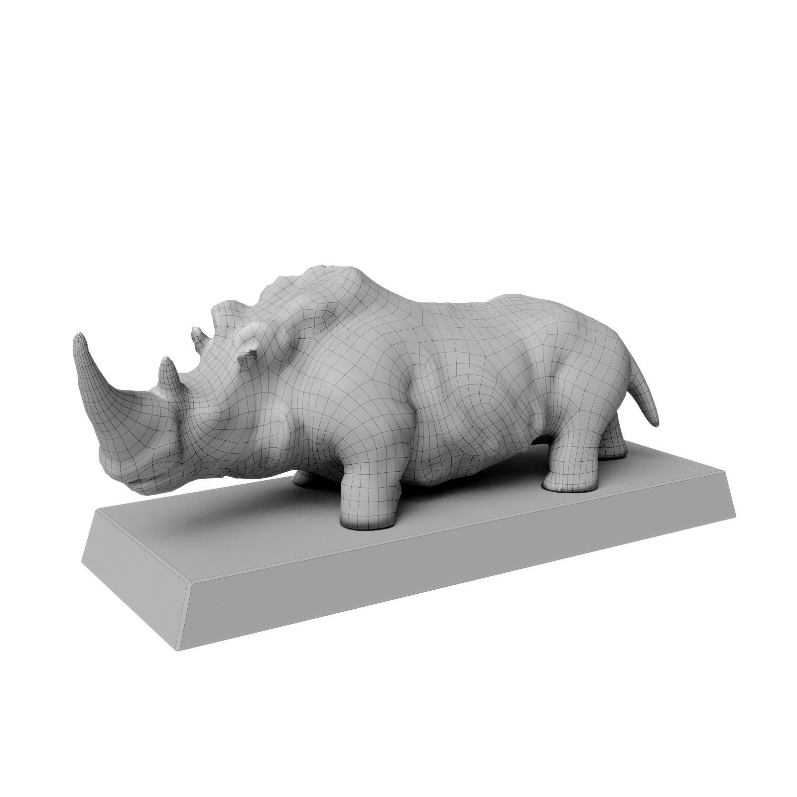 Rhino sculptures Low-poly 3D model_4