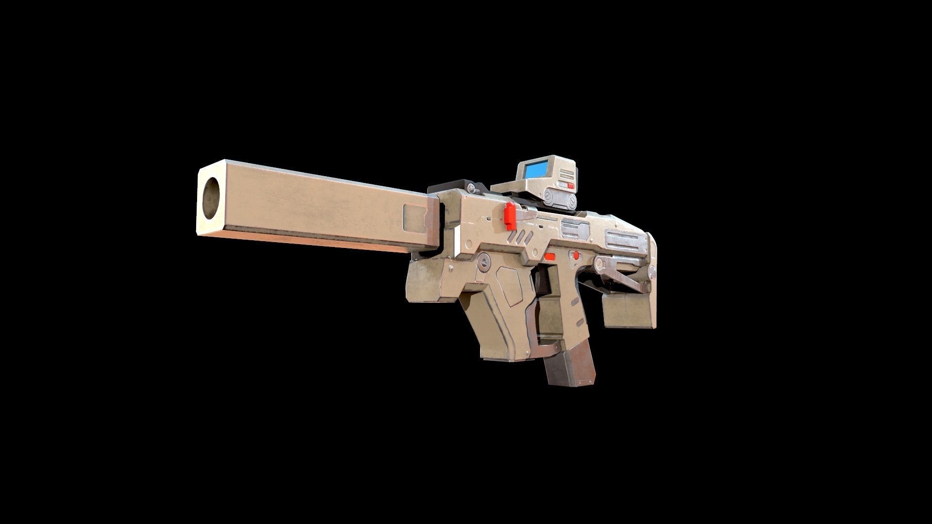 Gun Kareos Game Ready Low-poly 3D model_5