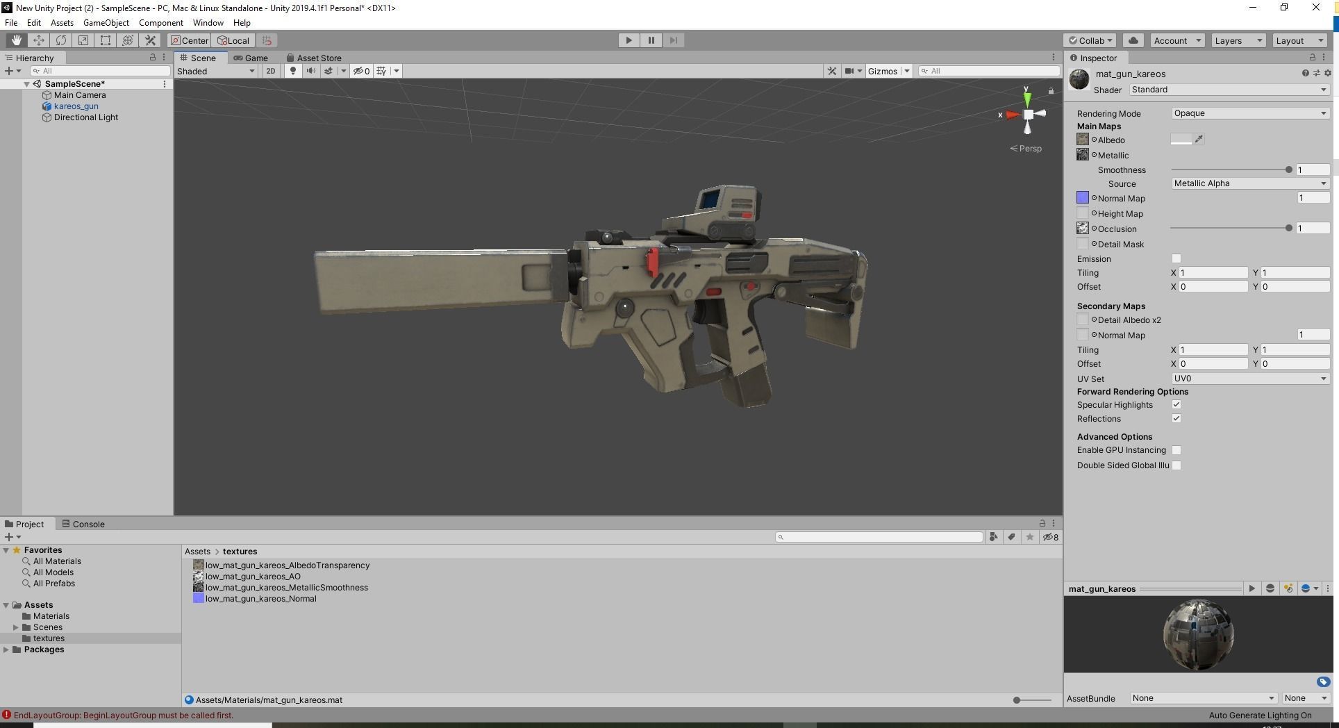 Gun Kareos Game Ready Low-poly 3D model_2