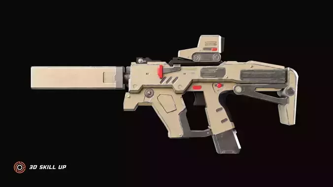 Gun Kareos Game Ready Low-poly 3D model