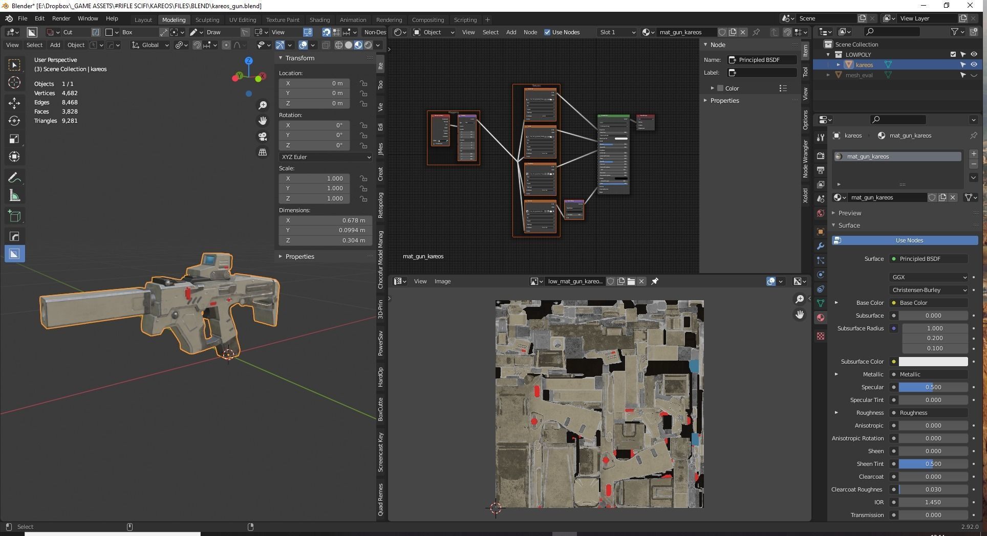 Gun Kareos Game Ready Low-poly 3D model_4