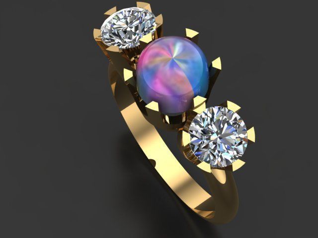 2 Set Ring Necklace 3D model_3