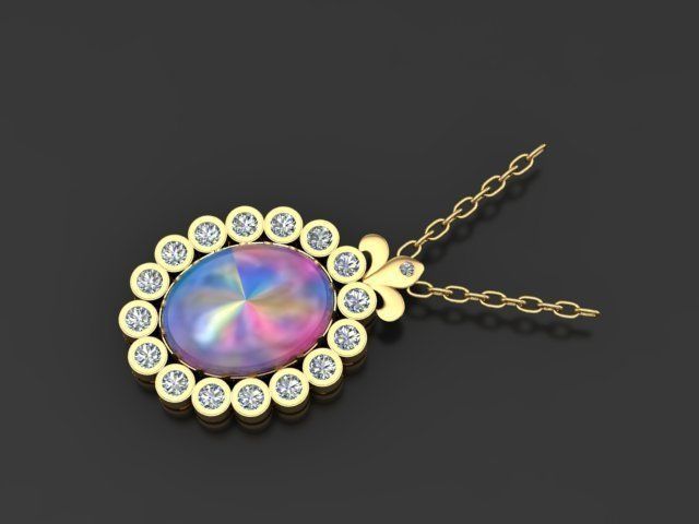 2 Set Ring Necklace 3D model_2