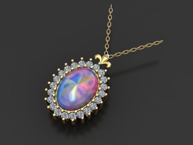 2 Set Ring Necklace 3D model_6