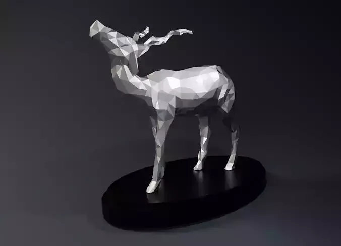 Low Poly Springbok Statue 3D print model