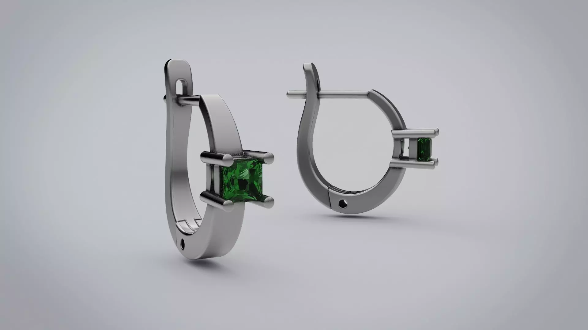 Emerald earrings 3D print model