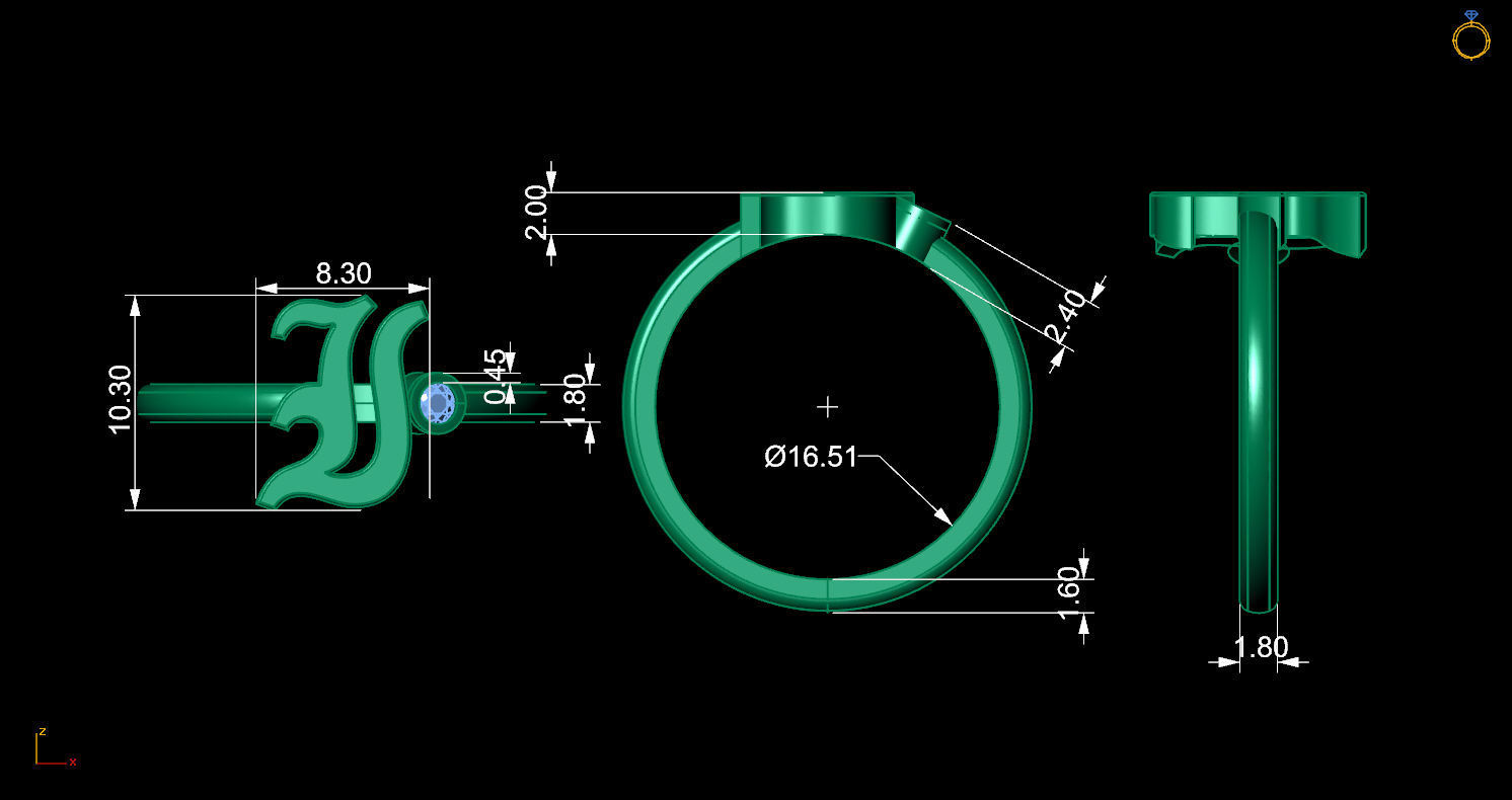 - Old English font ring I 3D print model_11