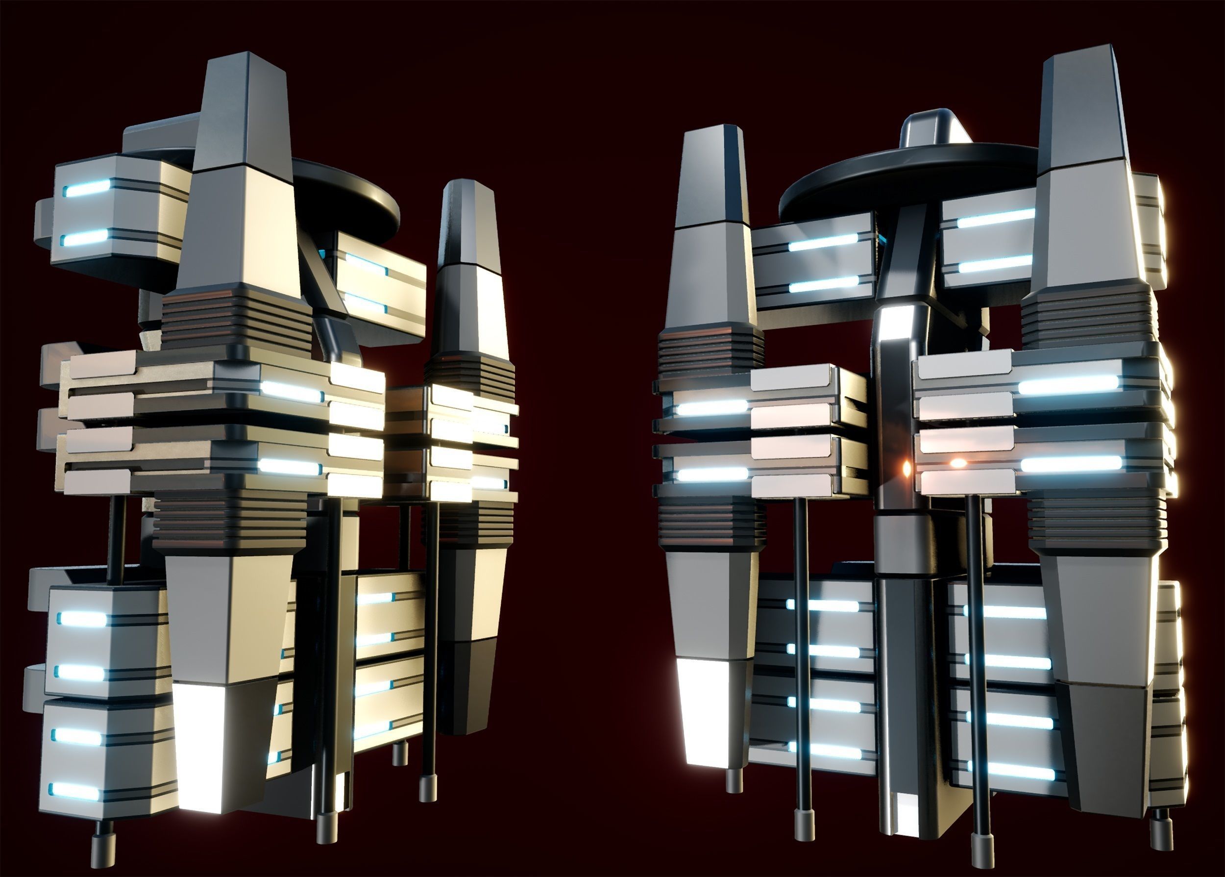 Sci fi Building - VR Low-poly 3D model_9