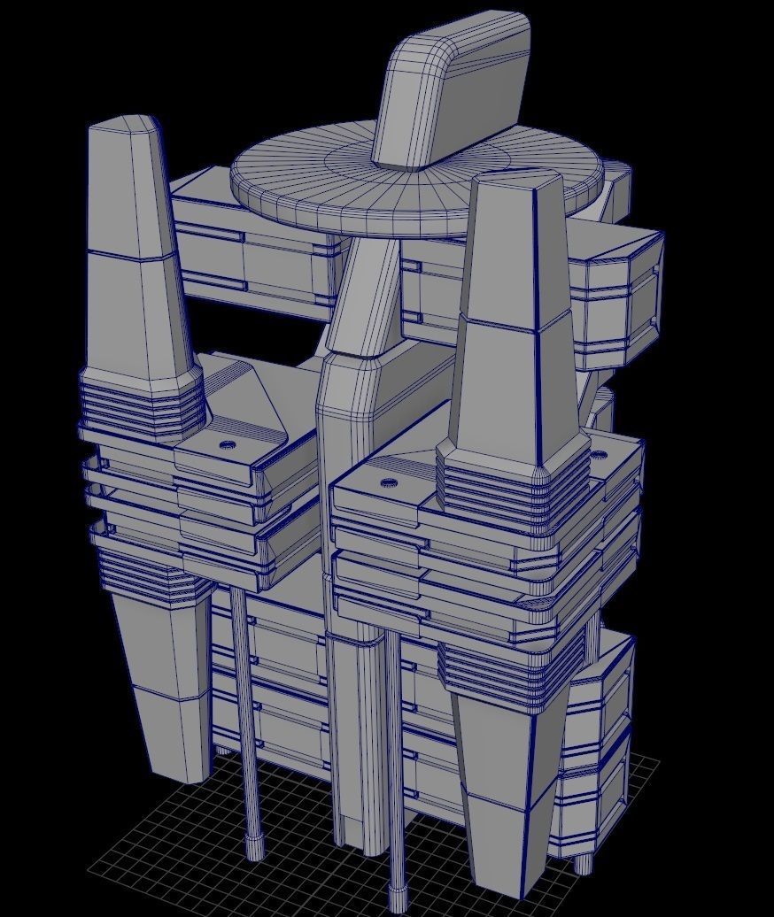 Sci fi Building - VR Low-poly 3D model_1
