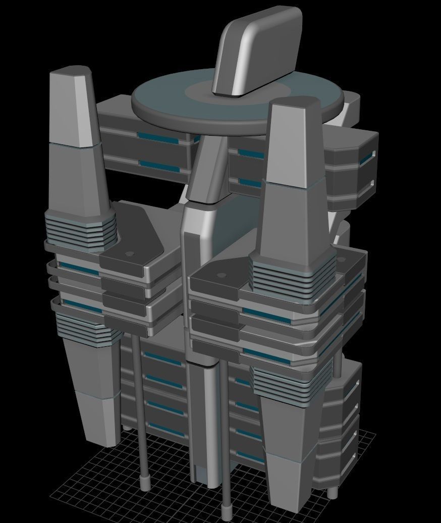 Sci fi Building - VR Low-poly 3D model_4