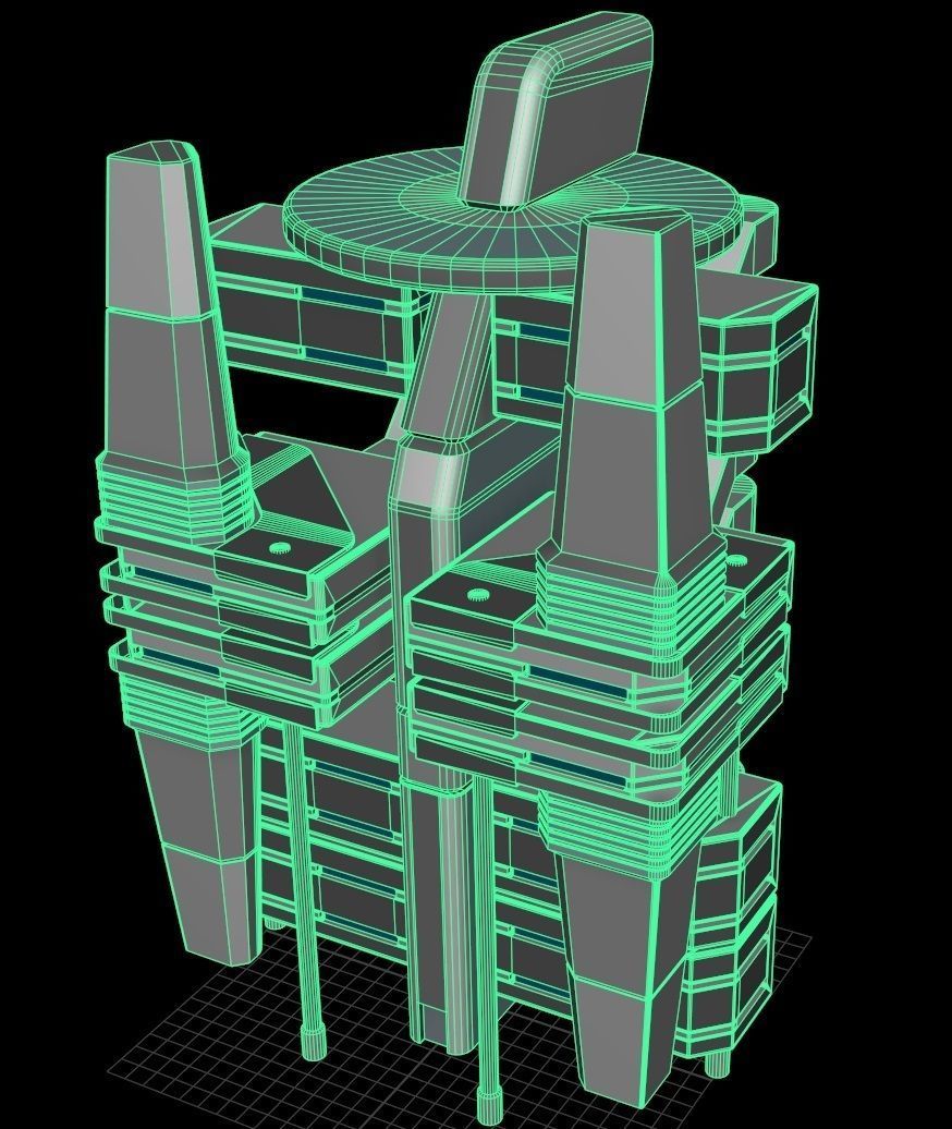 Sci fi Building - VR Low-poly 3D model_8