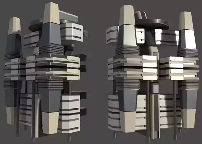 Sci fi Building - VR Low-poly 3D model