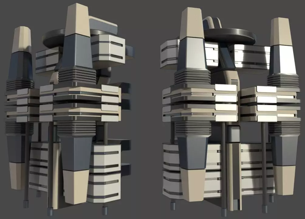 Sci fi Building - VR Low-poly 3D model_0