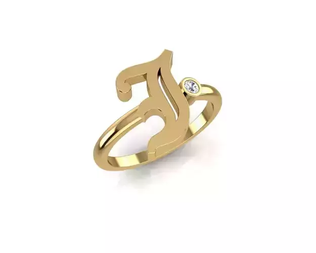 - Old English font ring J 3D print model