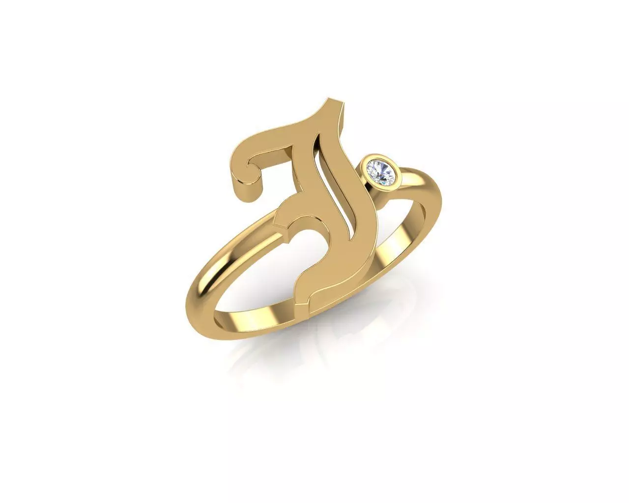 - Old English font ring J 3D print model_0