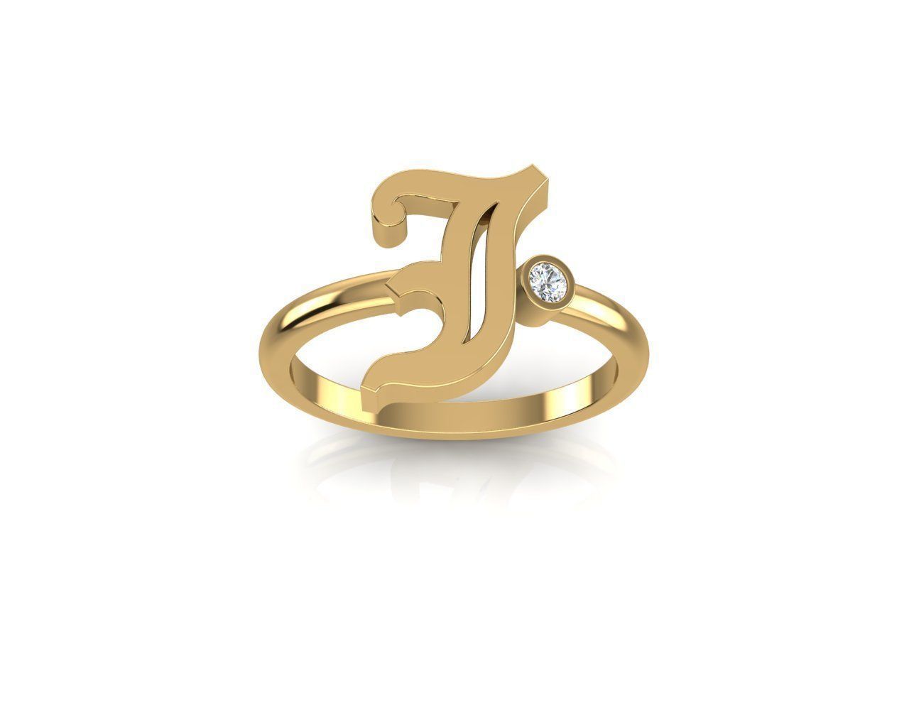 - Old English font ring J 3D print model_1