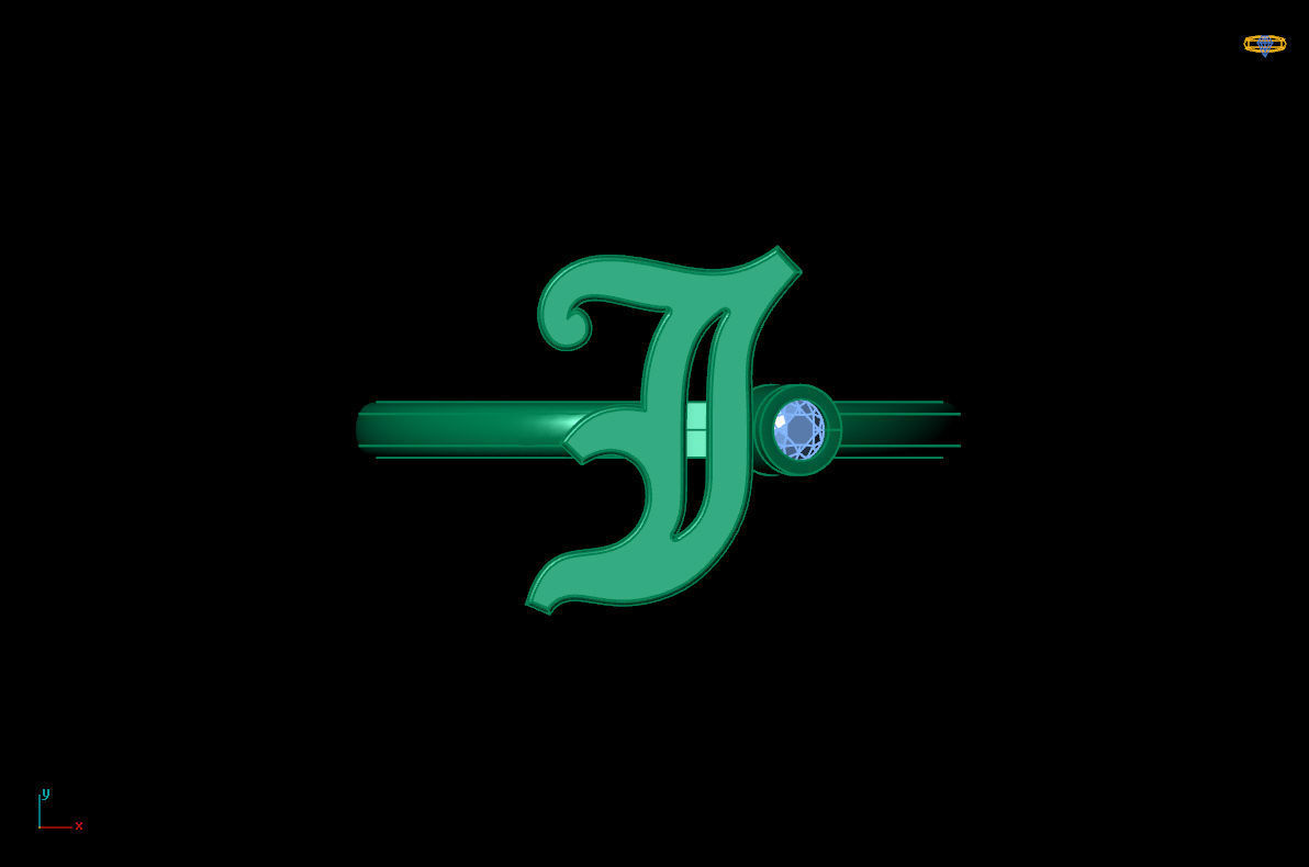 - Old English font ring J 3D print model_6