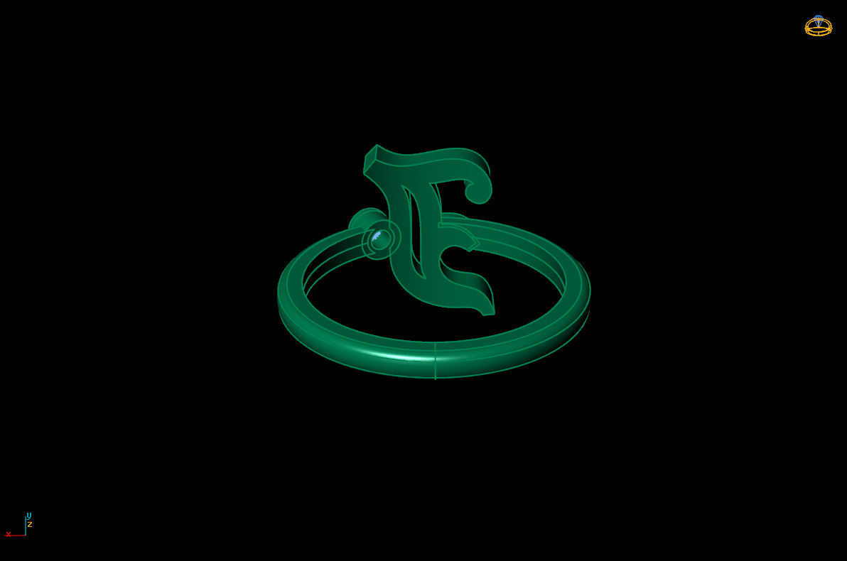 - Old English font ring J 3D print model_10