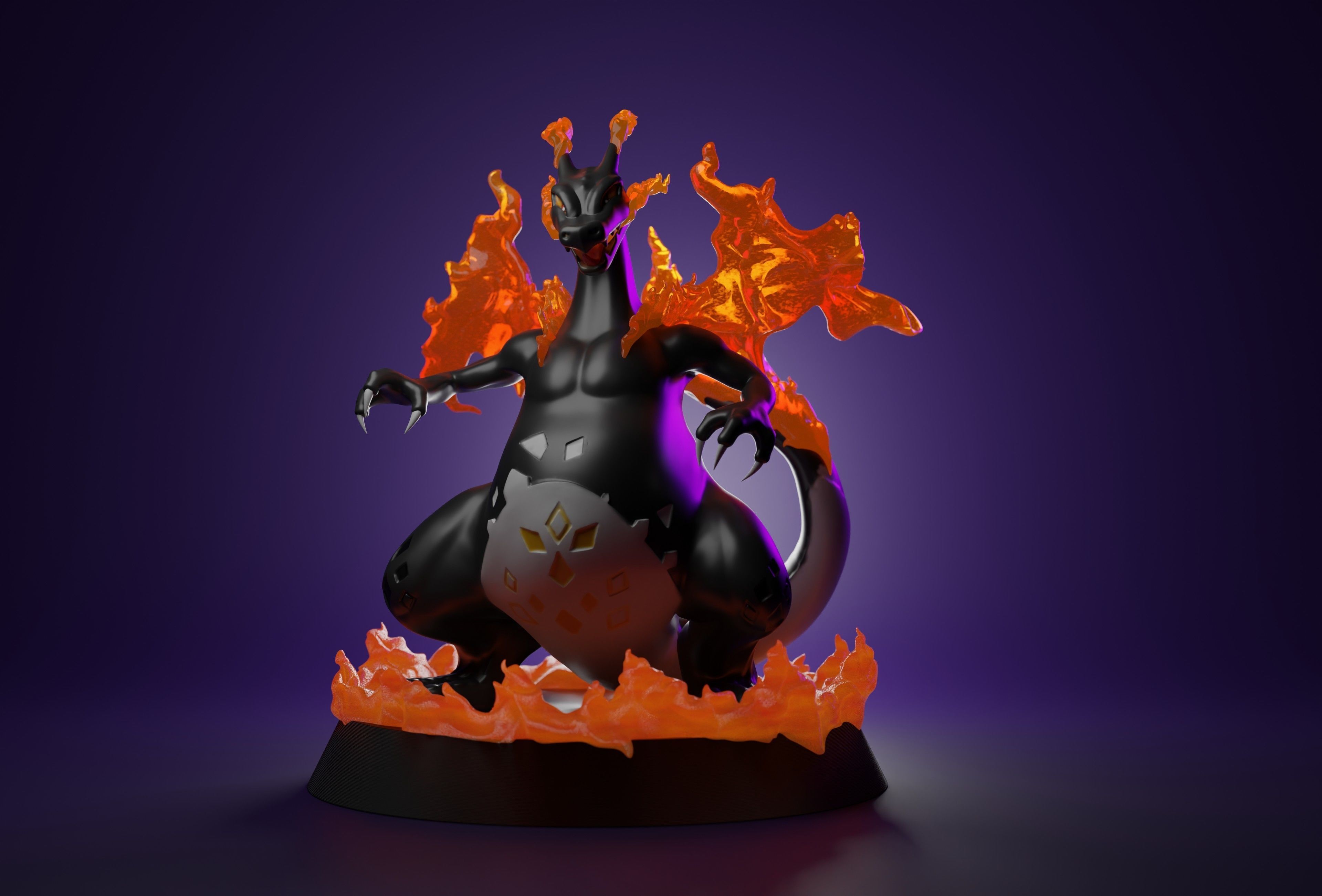 GMAX CHARIZARD - 3D PRINTABLE POKEMON IN PIECES AND WHOLE 3D print model_12