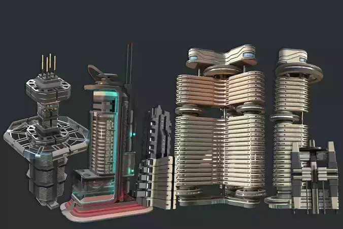 Sci-fi Building city - VR AR 3D Model Collection Sci-fi Building city - VR AR 3D Model Collection