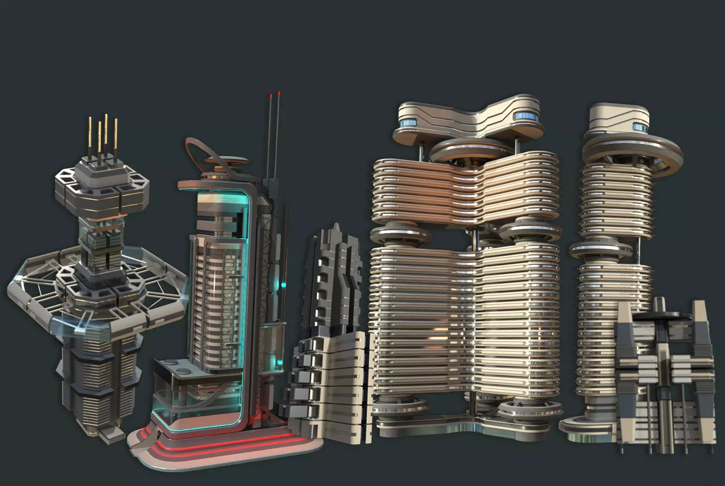 Sci-fi Building city - VR AR 3D Model Collection_0