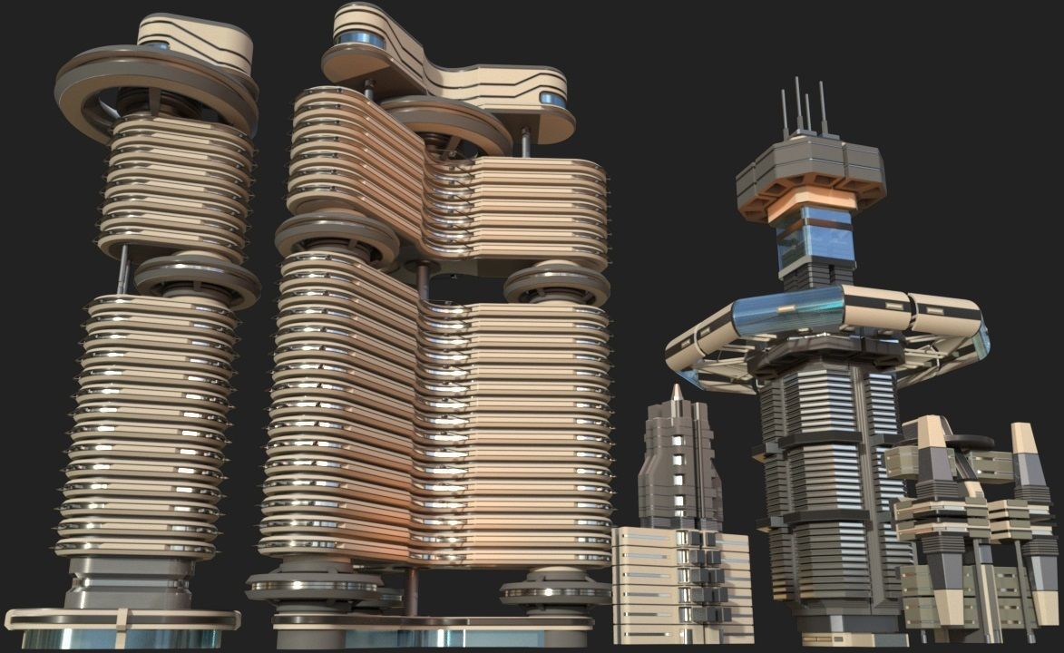 Sci-fi Building city - VR AR 3D Model Collection_18