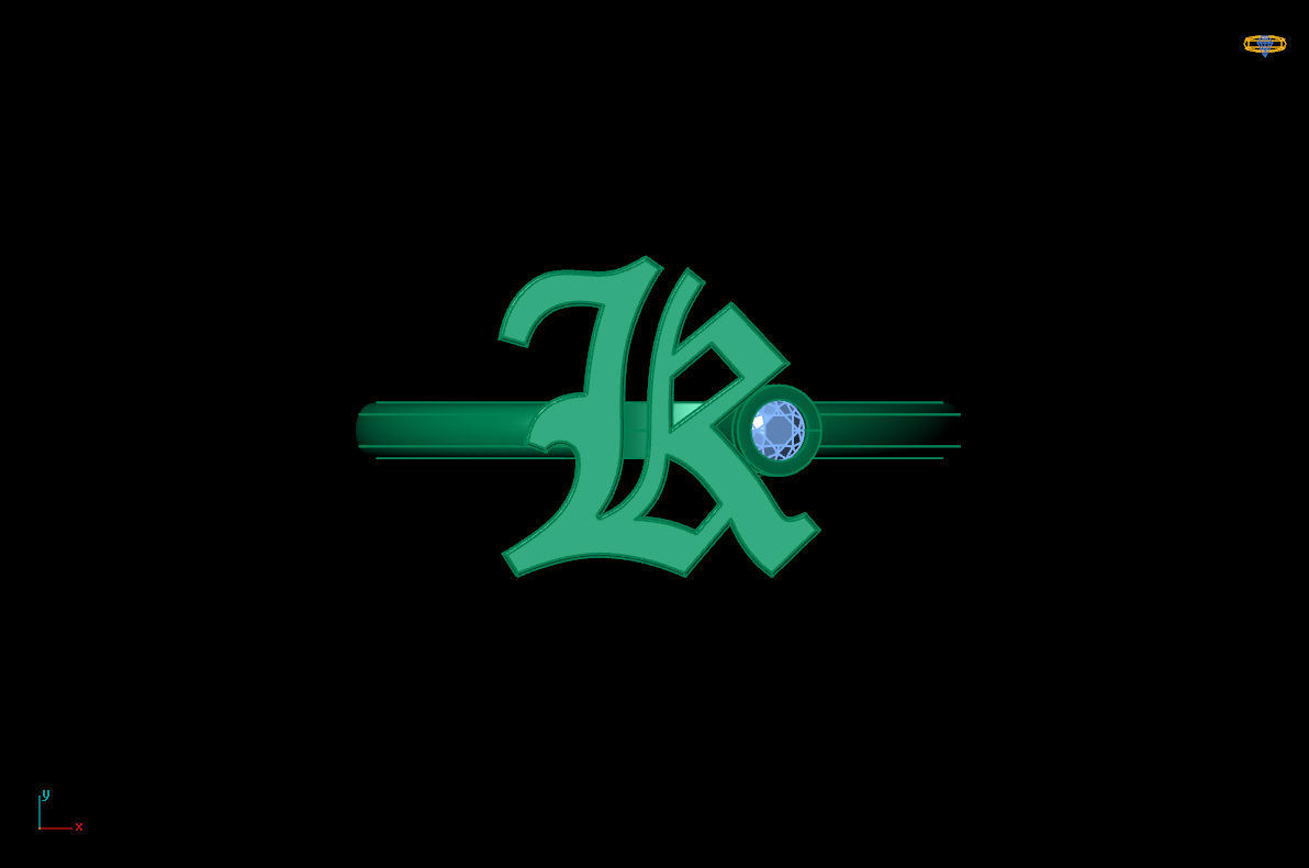 - Old English font ring K 3D print model_6