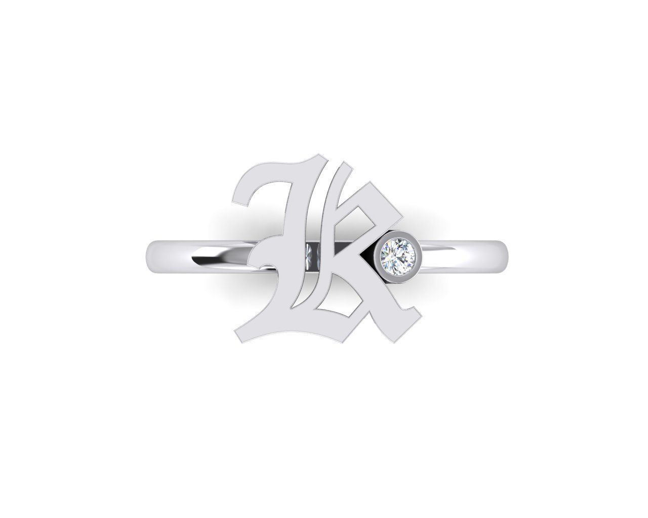 - Old English font ring K 3D print model_4