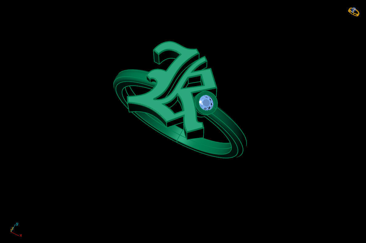 - Old English font ring K 3D print model_9