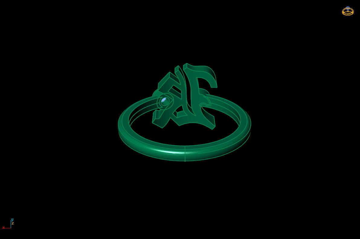 - Old English font ring K 3D print model_10