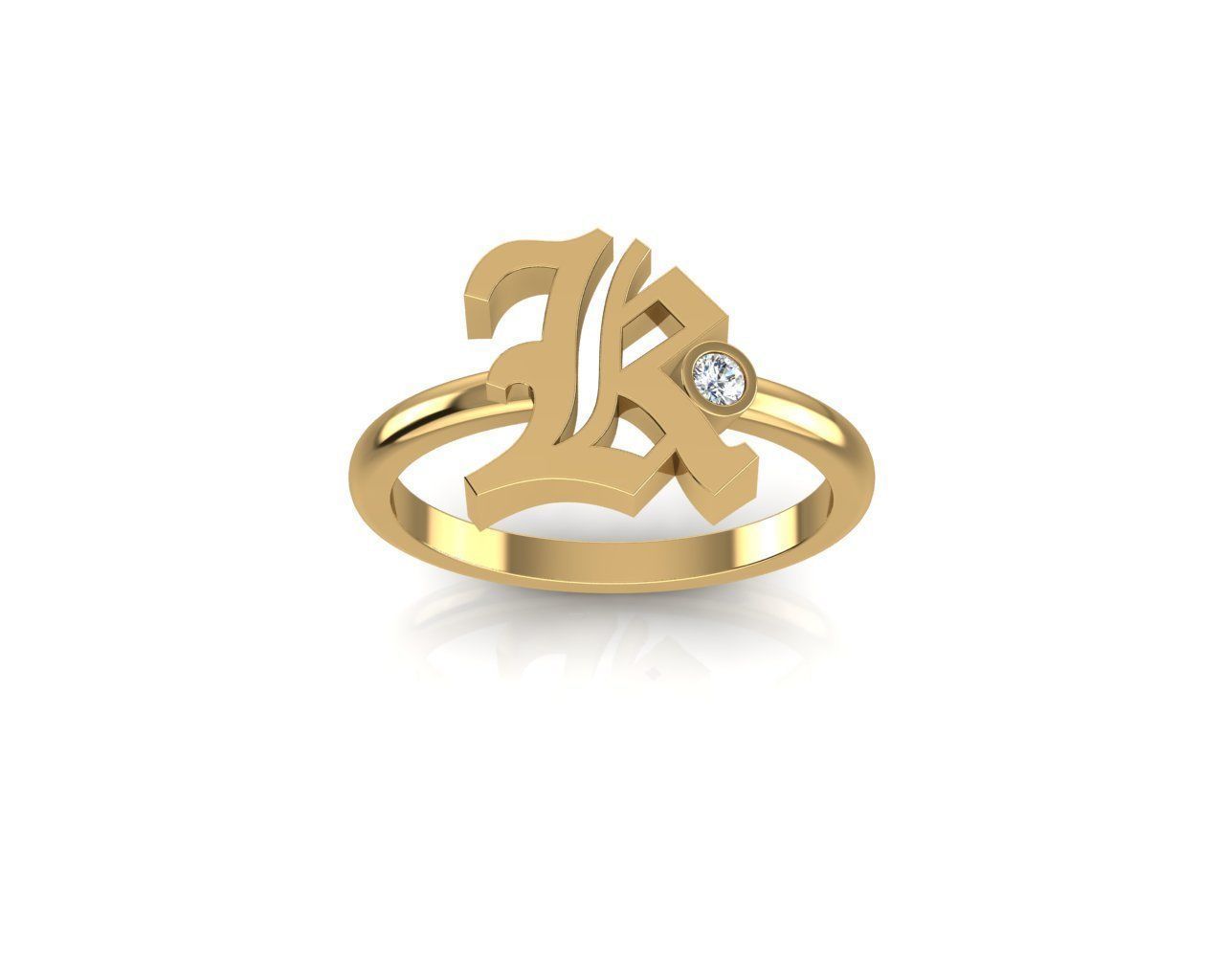 - Old English font ring K 3D print model_1