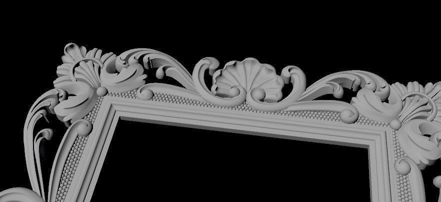 mirror gold ornate frame 3D model_2