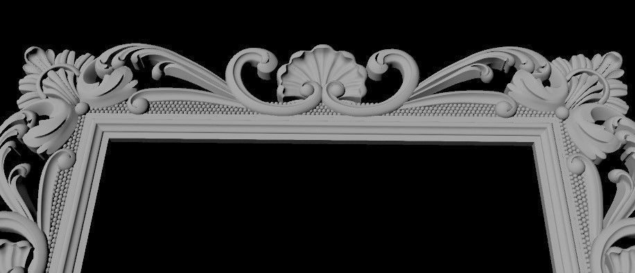 mirror gold ornate frame 3D model_1