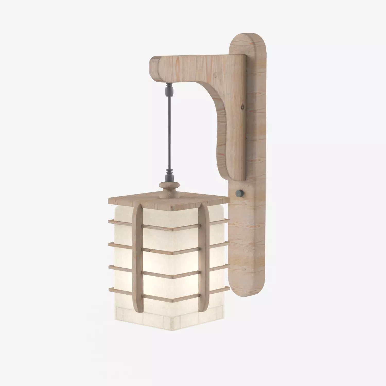chandelier wooden lantern hanging on wall Low-poly 3D model