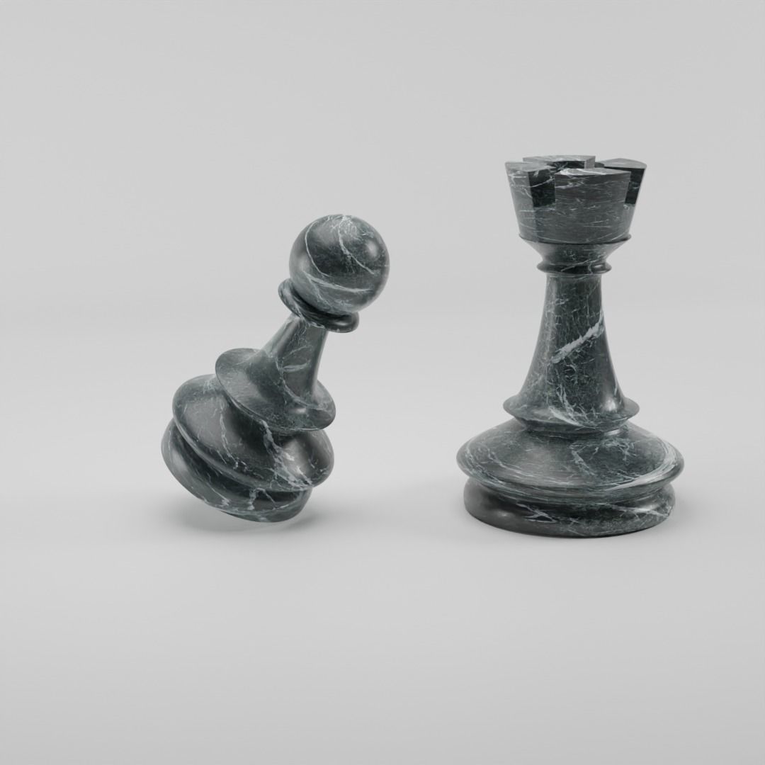 chess set pieces on board 3D model_5