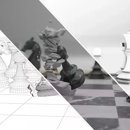 chess set pieces on board