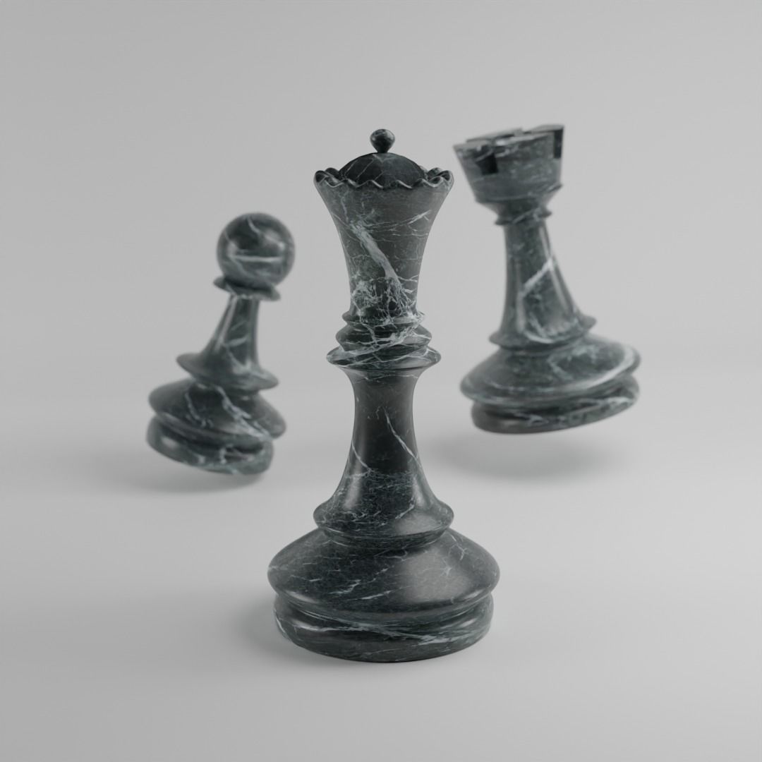 chess set pieces on board 3D model_4