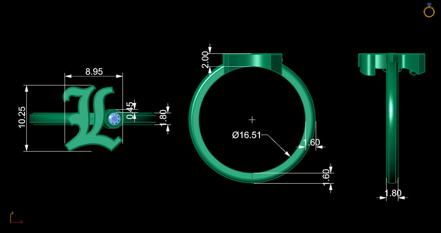 - Old English font ring L 3D print model_11