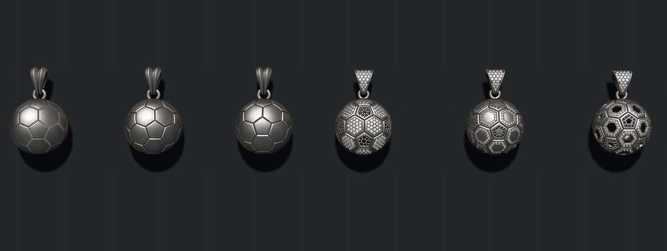 Football ball pendant 3d pack set 3D print model_13