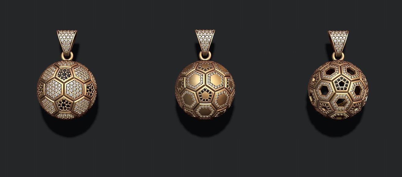 Football ball pendant 3d pack set 3D print model_12