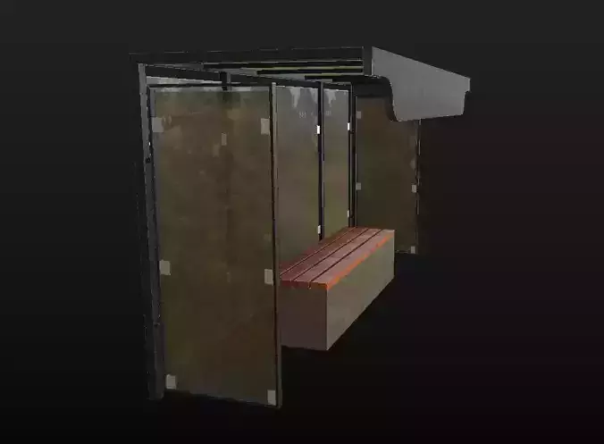 lowpoly bus station Low-poly 3D model
